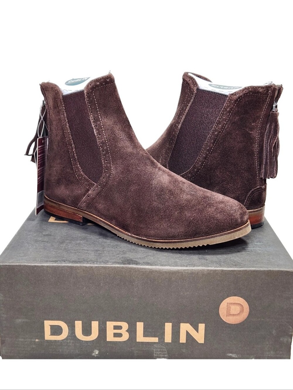DUBLIN Kalmar SD Paddock Boots NIB Waterproof Suede Chelsea Tassel Zip Ariat